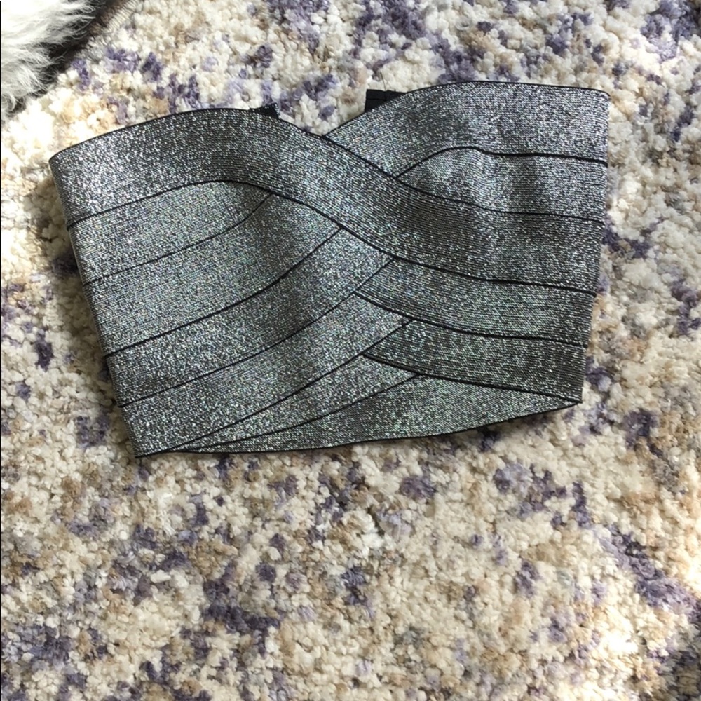 Silver sparkle tube top